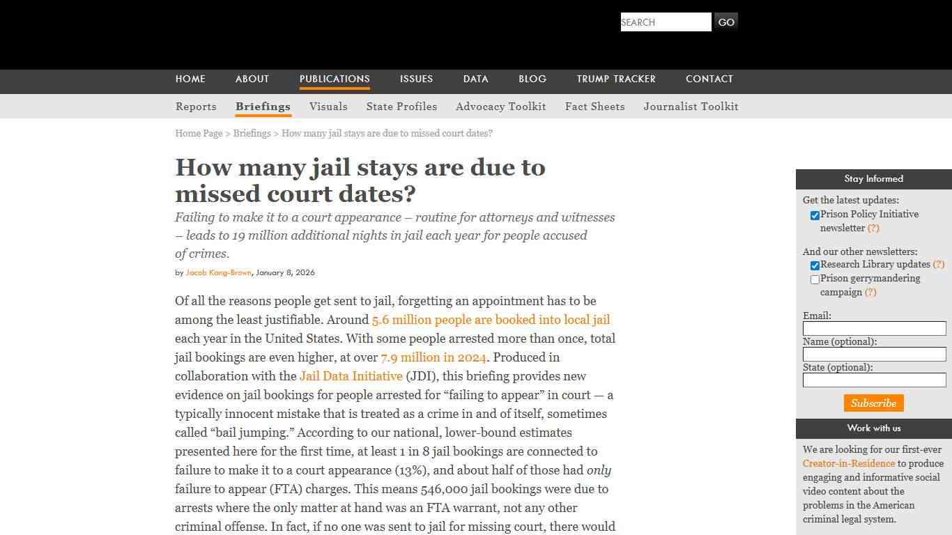 How many jail stays are due to missed court dates? Prison Policy Initiative