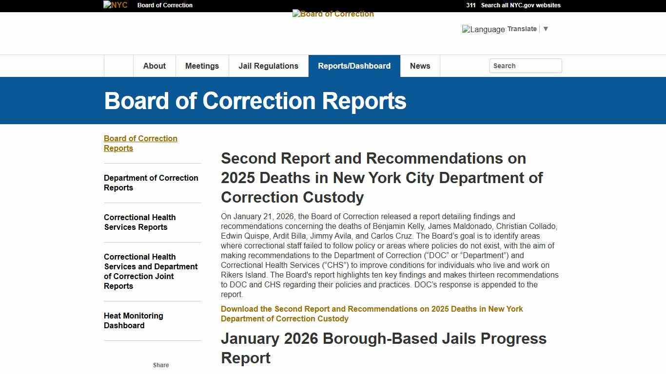 Board of Correction Reports - BOC